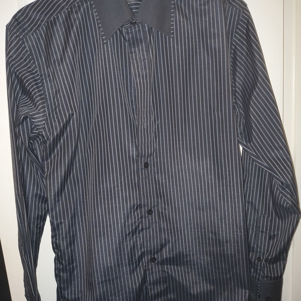 Elegant Charcoal Striped Dress Shirt
